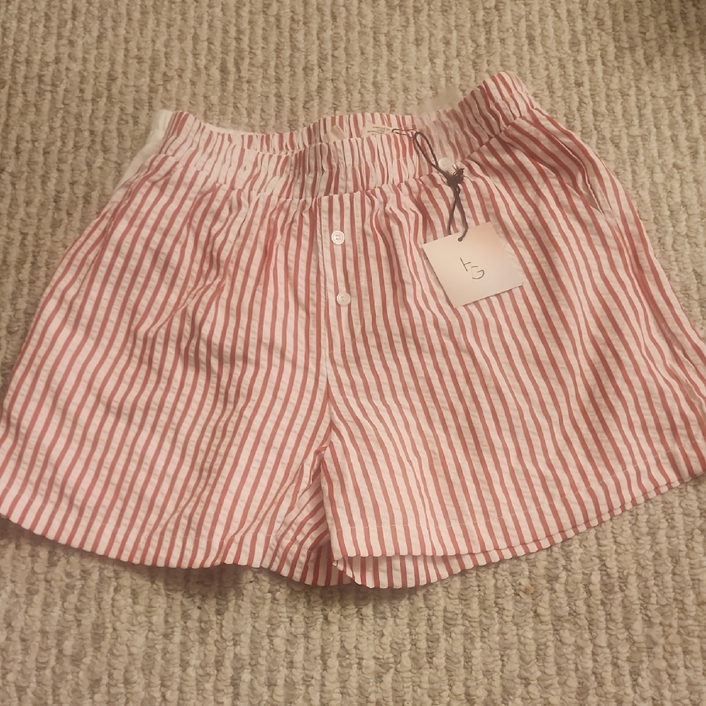 HAPPILY GREY Striped & White Boxer Shorts Size M